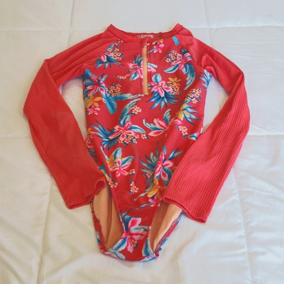 Floral long sleeve lined swimsuit with zipper - Picture 1 of 5